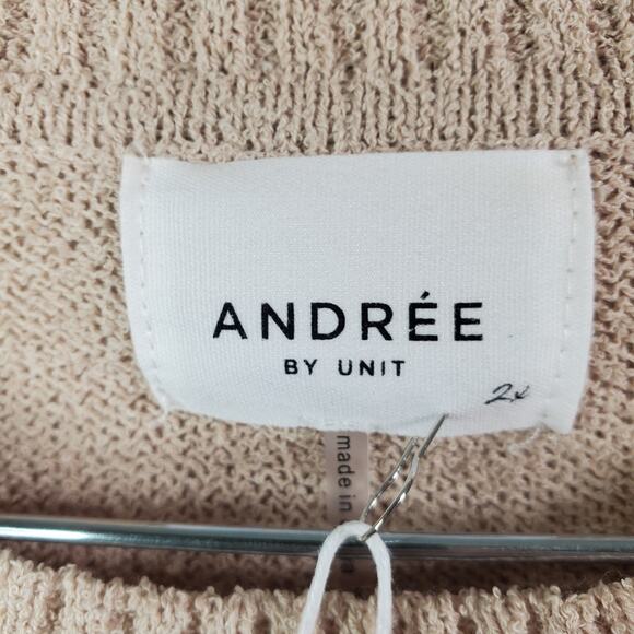 ANDREE BY UNIT Beige Tan Mock Neck Oversized Sweater Sz 2X Top Ribbed Cuffs - Picture 6 of 10